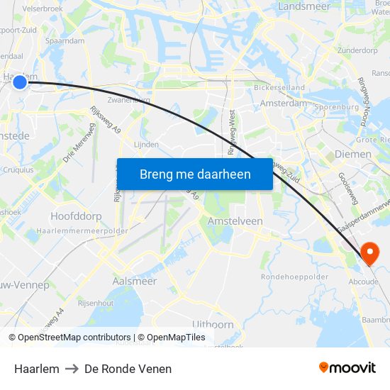 Haarlem to De Ronde Venen map