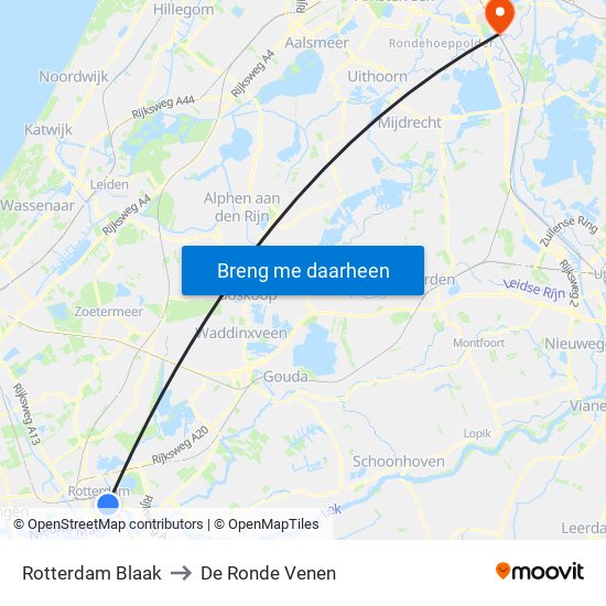 Rotterdam Blaak to De Ronde Venen map