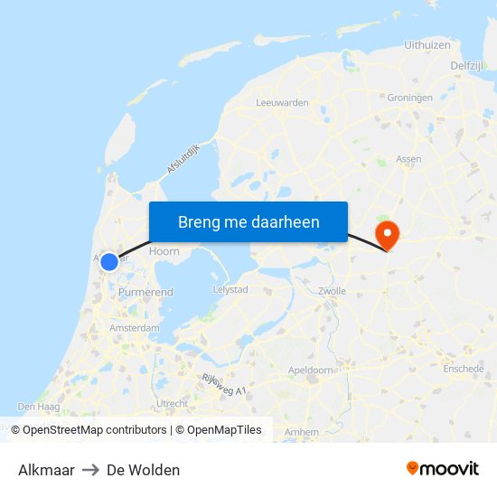 Alkmaar to De Wolden map