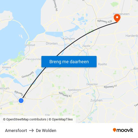 Amersfoort to De Wolden map