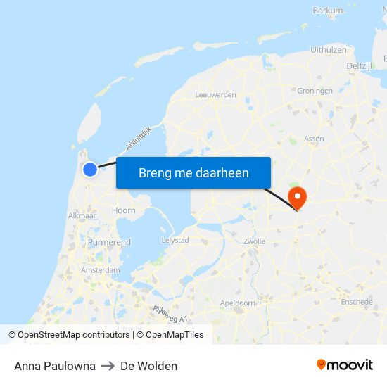 Anna Paulowna to De Wolden map