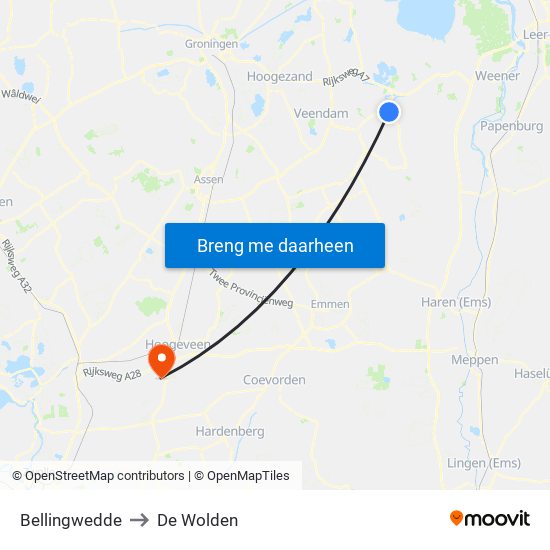 Bellingwedde to De Wolden map