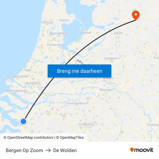 Bergen Op Zoom to De Wolden map