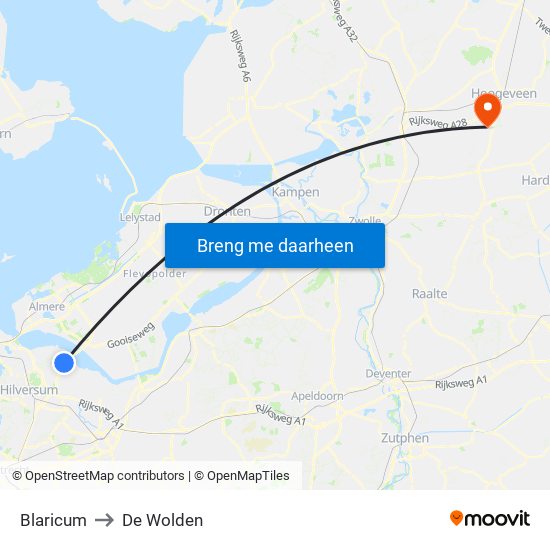 Blaricum to De Wolden map