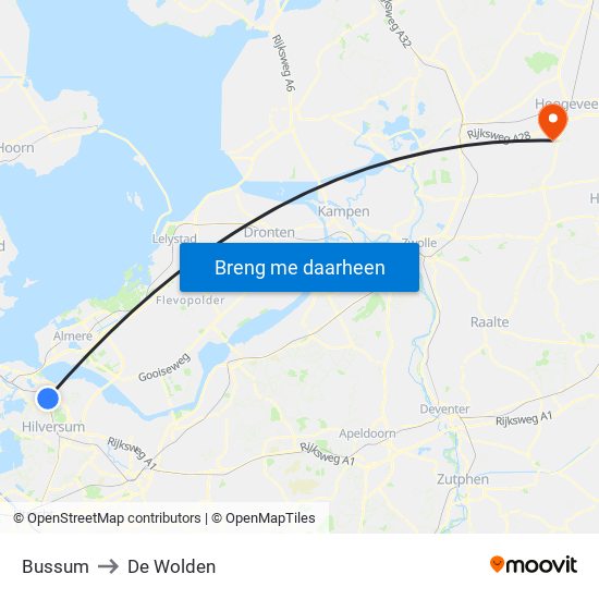 Bussum to De Wolden map