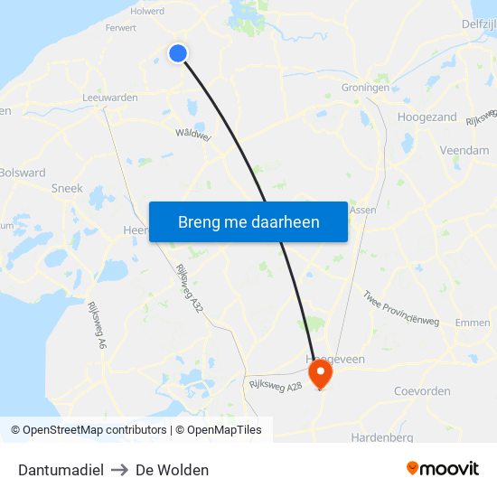 Dantumadiel to De Wolden map