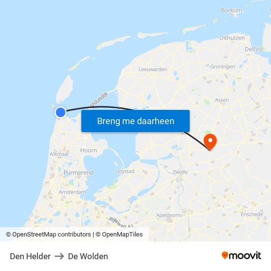 Den Helder to De Wolden map