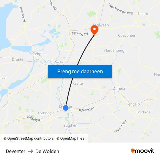 Deventer to De Wolden map