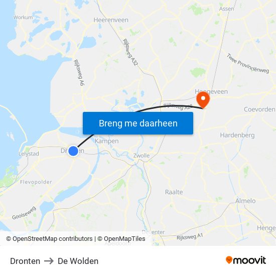 Dronten to De Wolden map