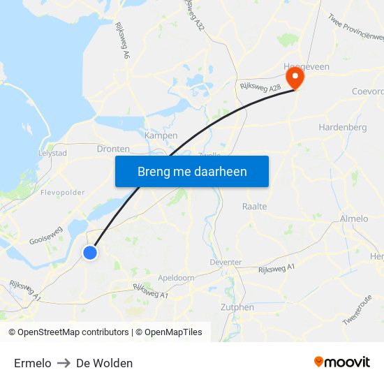 Ermelo to De Wolden map