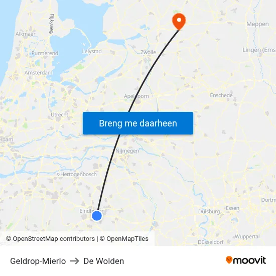 Geldrop-Mierlo to De Wolden map