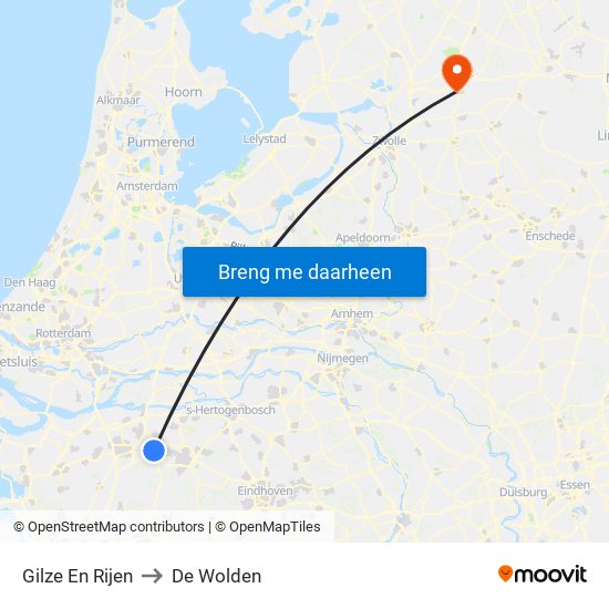 Gilze En Rijen to De Wolden map