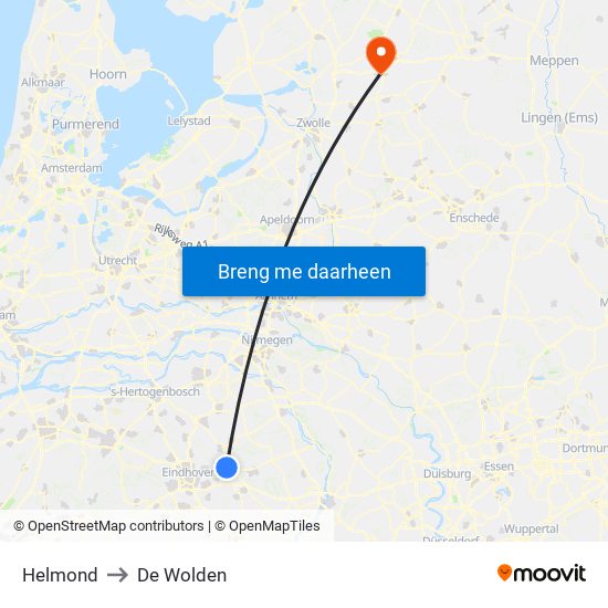 Helmond to De Wolden map