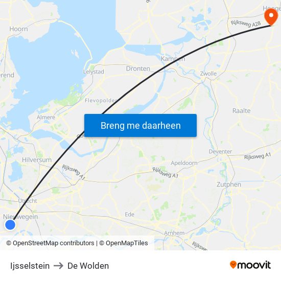Ijsselstein to De Wolden map