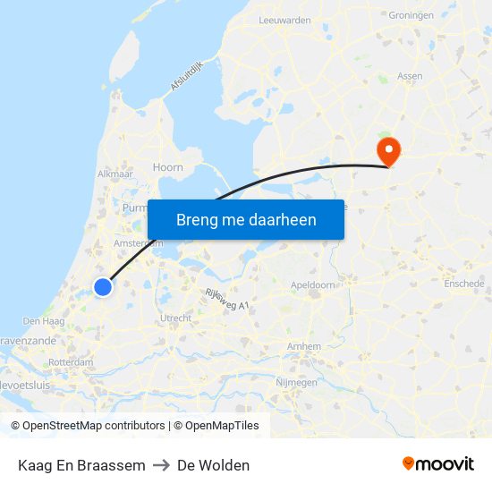 Kaag En Braassem to De Wolden map