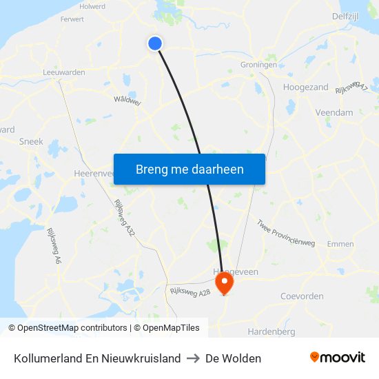 Kollumerland En Nieuwkruisland to De Wolden map