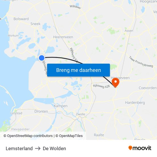 Lemsterland to De Wolden map