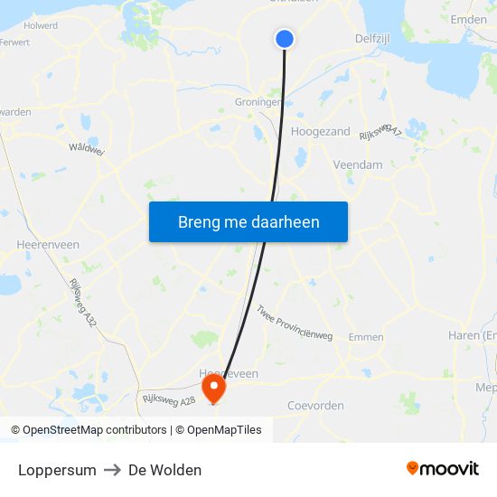 Loppersum to De Wolden map