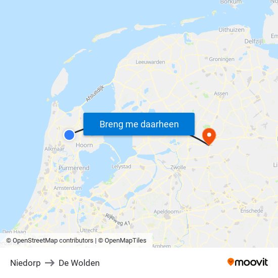 Niedorp to De Wolden map