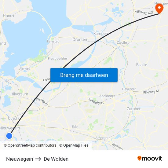 Nieuwegein to De Wolden map