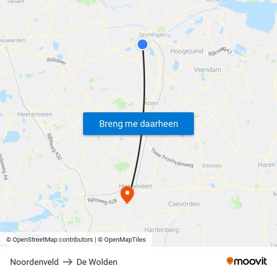 Noordenveld to De Wolden map
