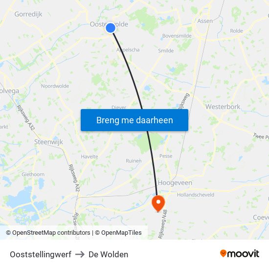 Ooststellingwerf to De Wolden map