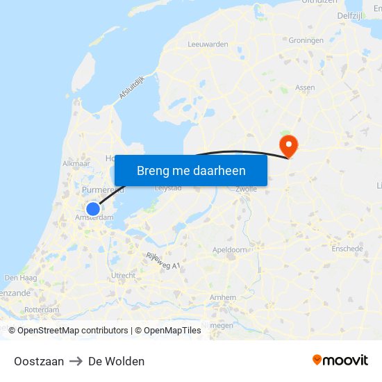 Oostzaan to De Wolden map