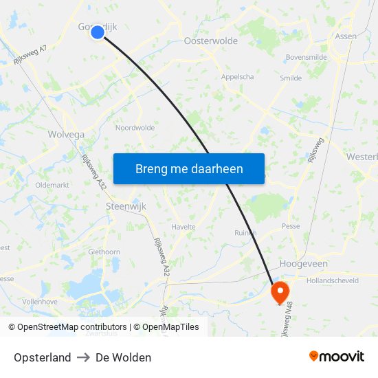 Opsterland to De Wolden map