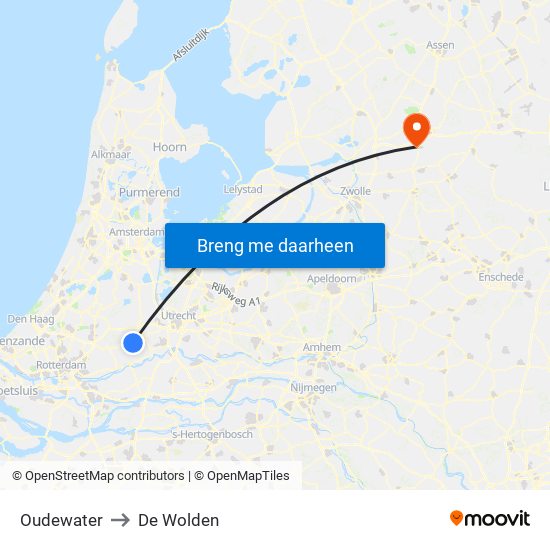 Oudewater to De Wolden map