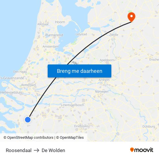 Roosendaal to De Wolden map