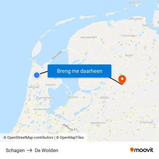 Schagen to De Wolden map