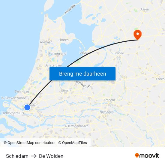 Schiedam to De Wolden map