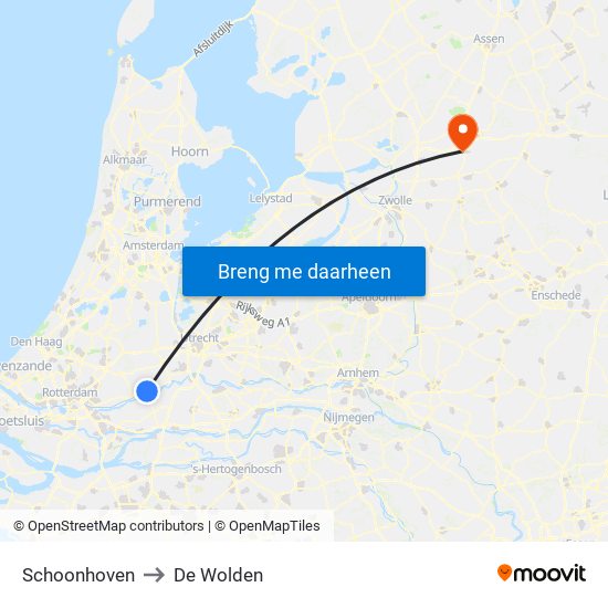 Schoonhoven to De Wolden map