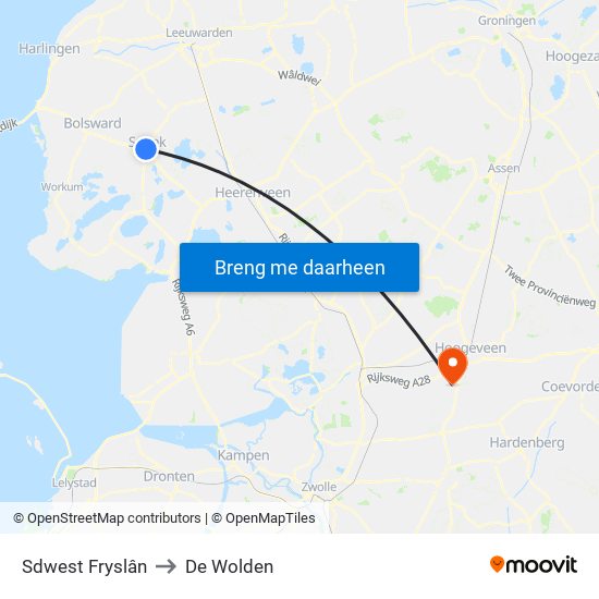 Sdwest Fryslân to De Wolden map