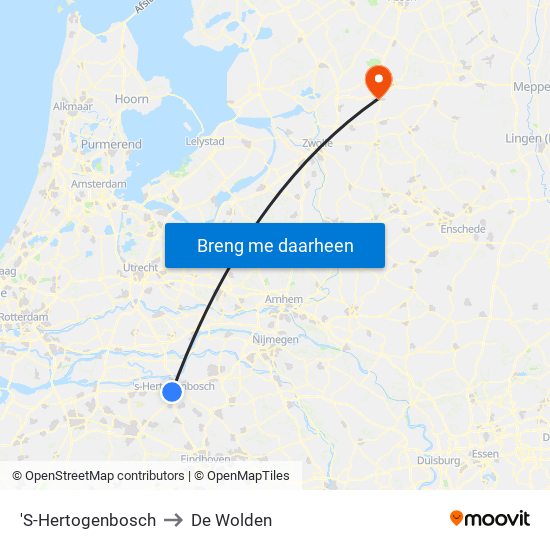 'S-Hertogenbosch to De Wolden map
