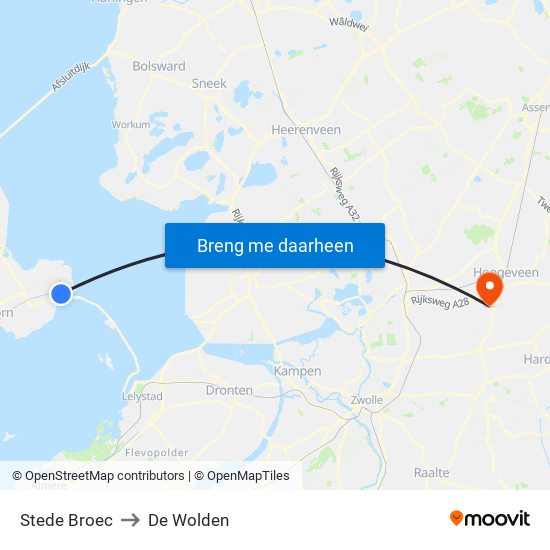 Stede Broec to De Wolden map
