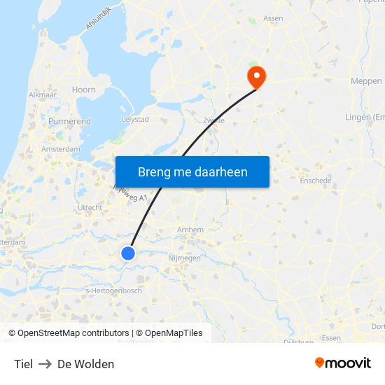 Tiel to De Wolden map