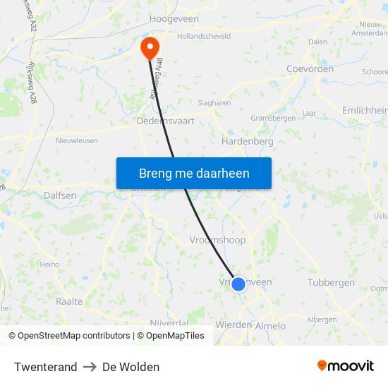 Twenterand to De Wolden map