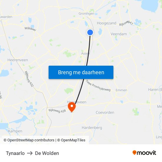 Tynaarlo to De Wolden map