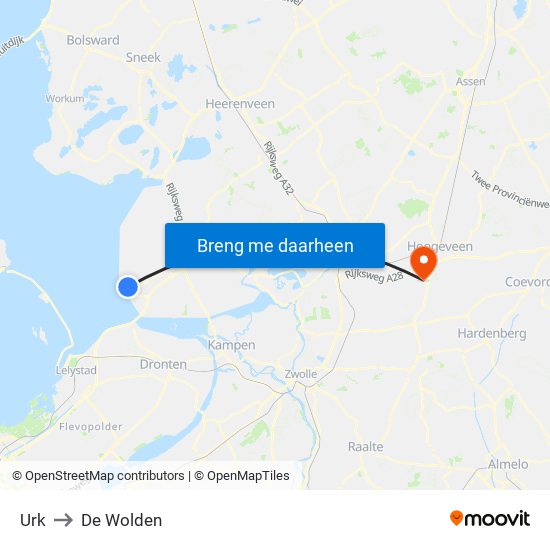 Urk to De Wolden map