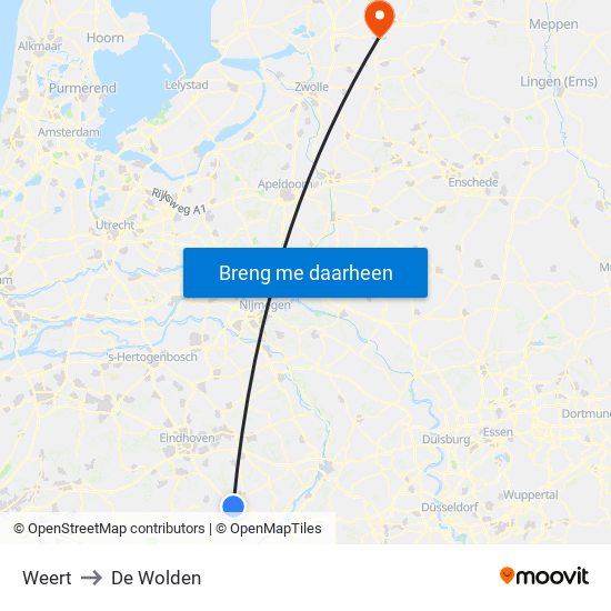 Weert to De Wolden map