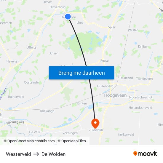 Westerveld to De Wolden map