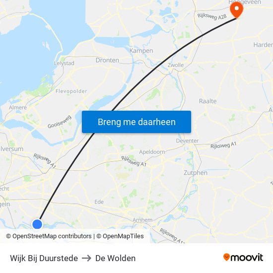 Wijk Bij Duurstede to De Wolden map