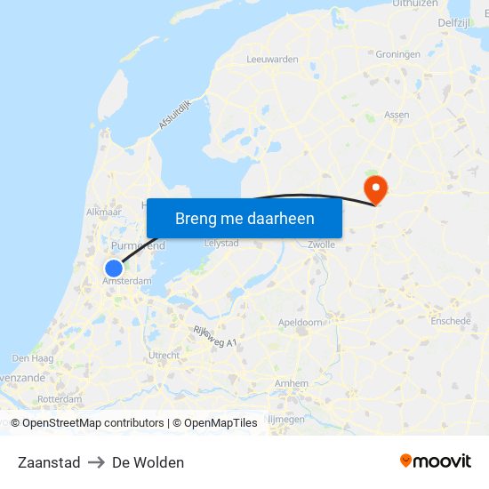 Zaanstad to De Wolden map