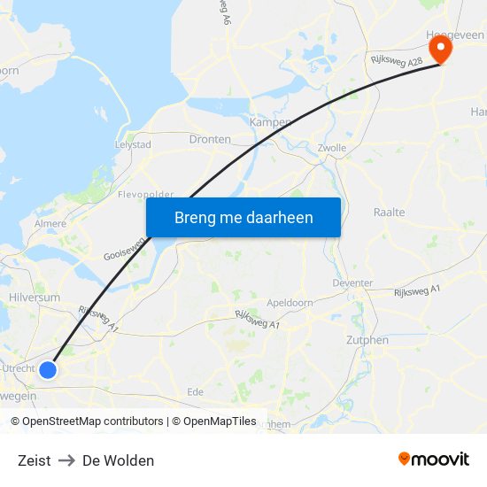 Zeist to De Wolden map