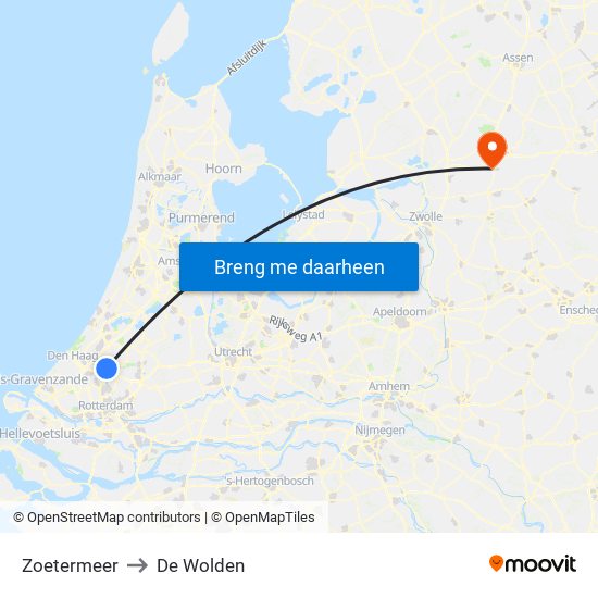 Zoetermeer to De Wolden map