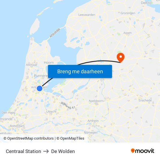 Centraal Station to De Wolden map
