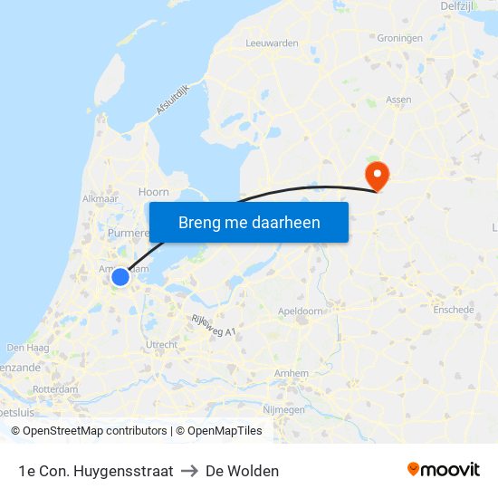 1e Con. Huygensstraat to De Wolden map