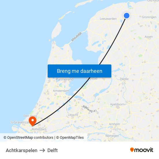 Achtkarspelen to Delft map