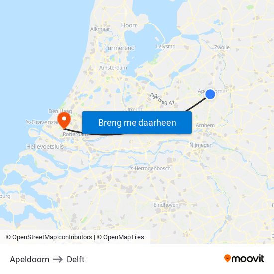 Apeldoorn to Delft map